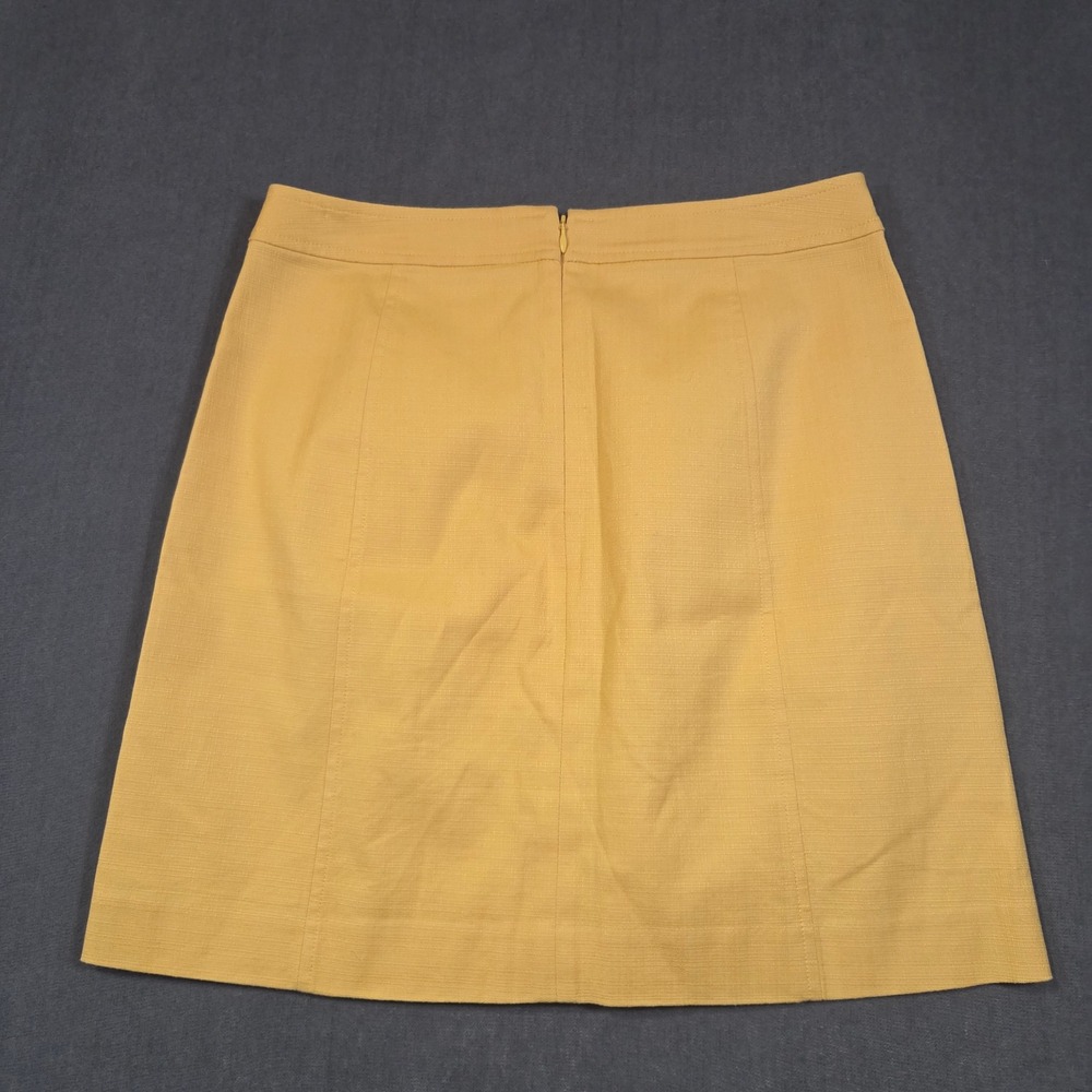 Loft Outlet Mini Skirt Womens 4 Yellow Button Front Textured A-Line Zip Back - Picture 2 of 7